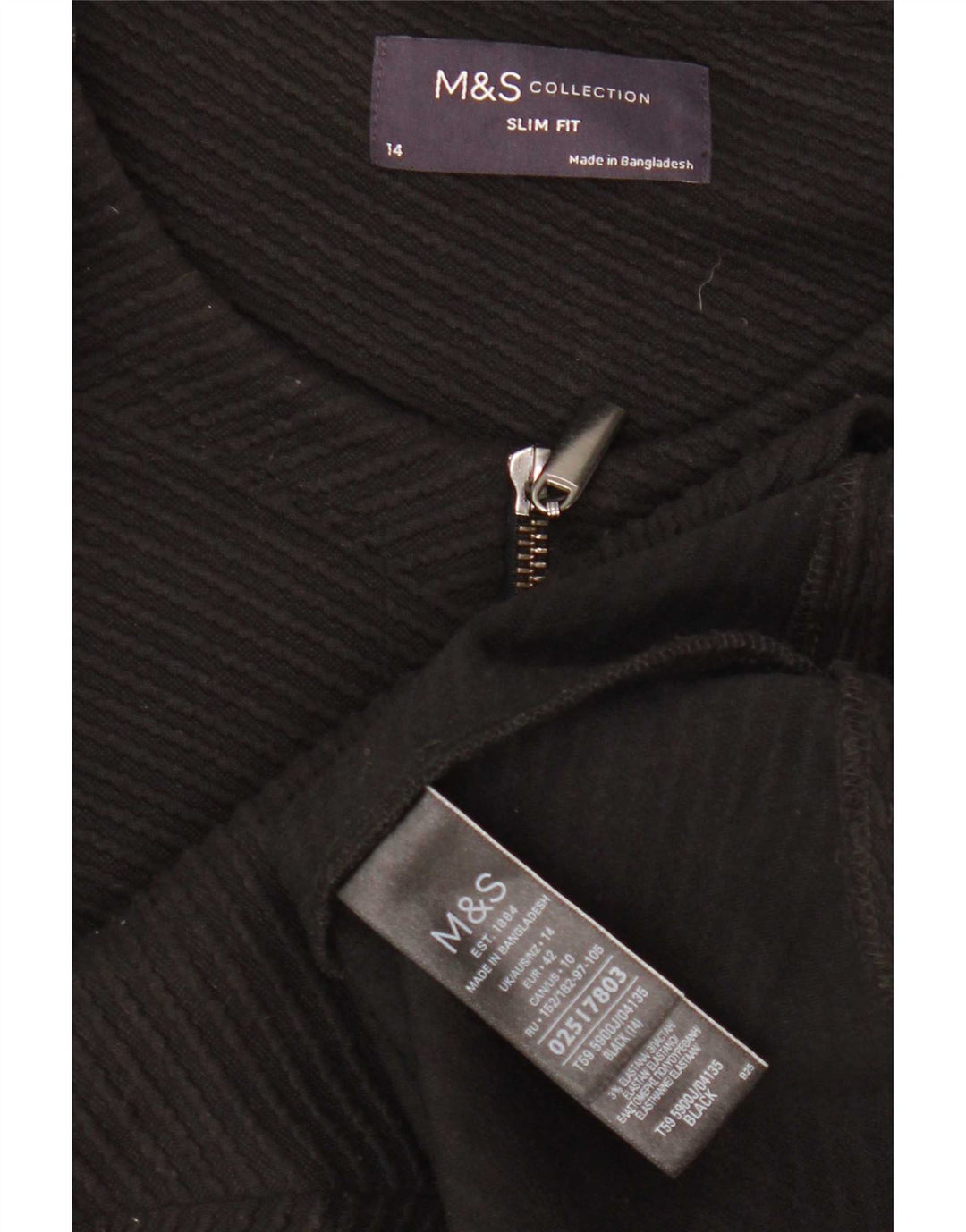 Женский укороченный пиджак на молнии Marks & Spencer UK 14, средний черный