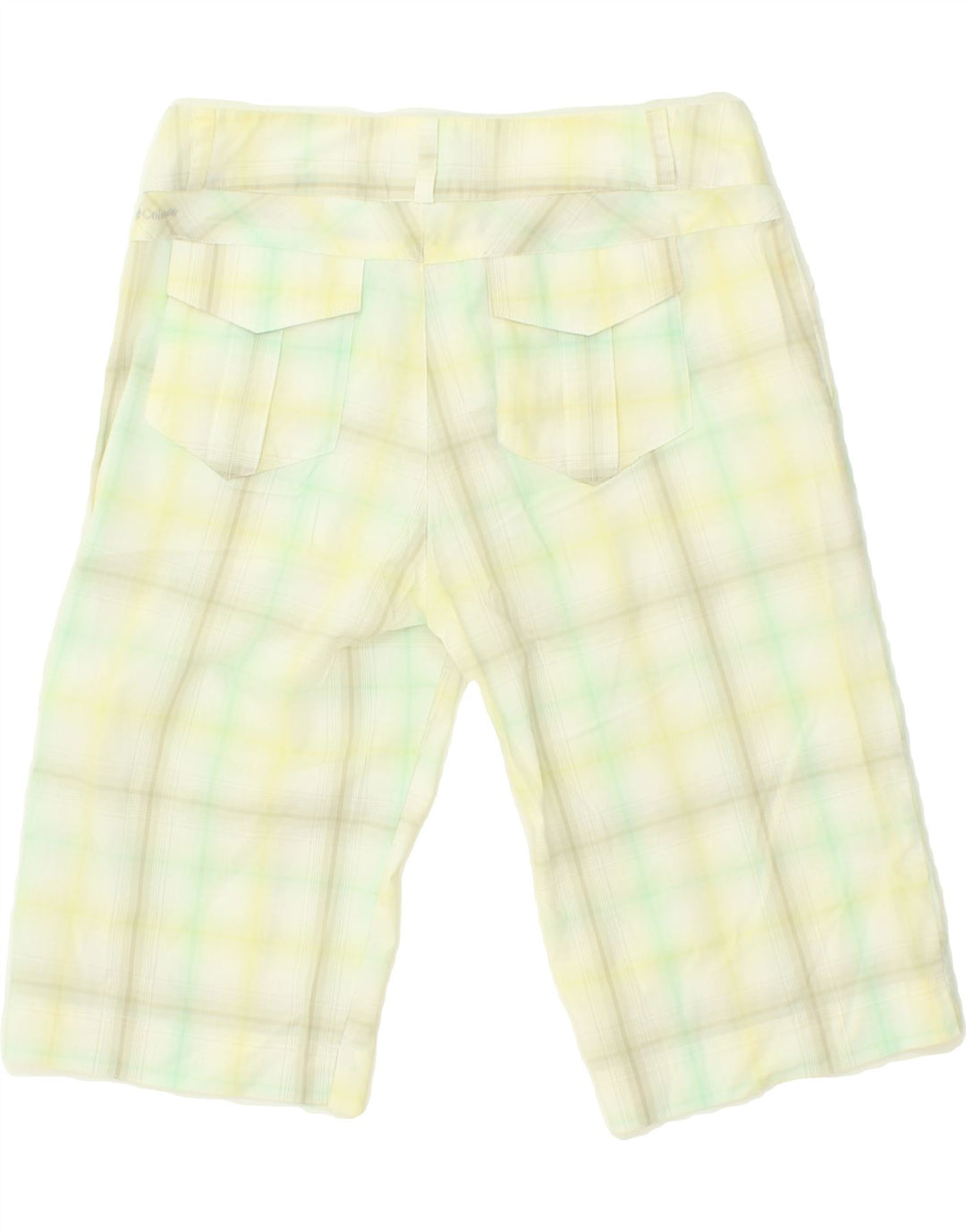 COLUMBIA Womens Chino Shorts US 6 Medium W30 Green Check Polyester Vintage Columbia and Second-Hand Columbia from Messina Hembry 