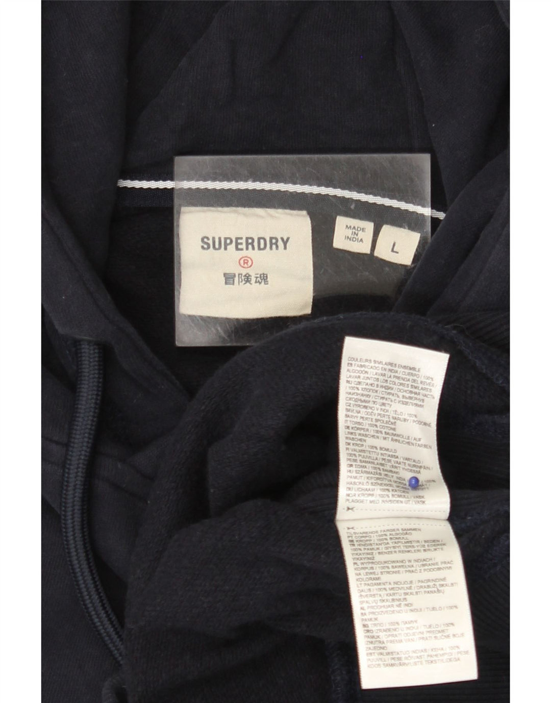 SUPERDRY Мужской джемпер с капюшоном, большой размер, темно-синий, хлопок