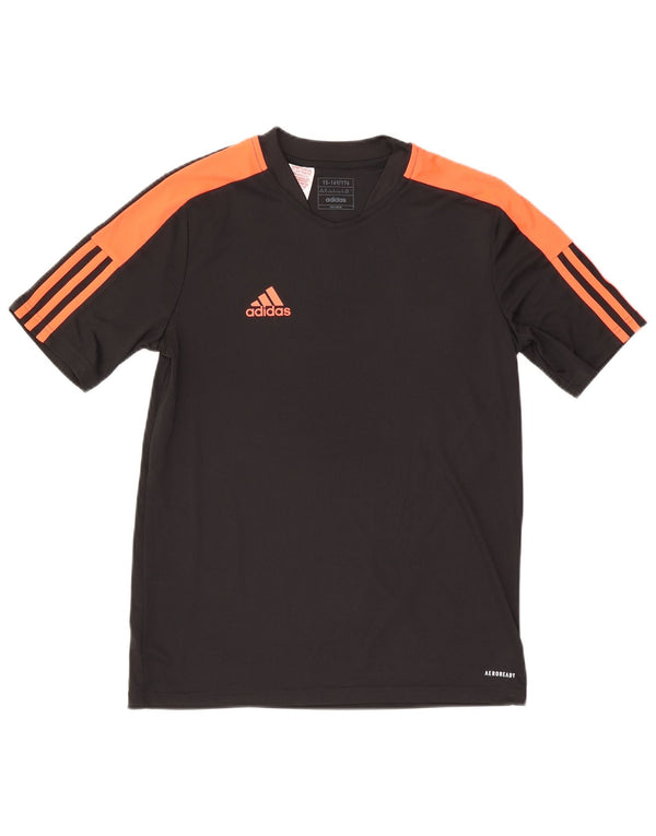 Футболка Adidas Aeroready для мальчиков, топ 15–16 лет, черный полиэстер с цветными блоками