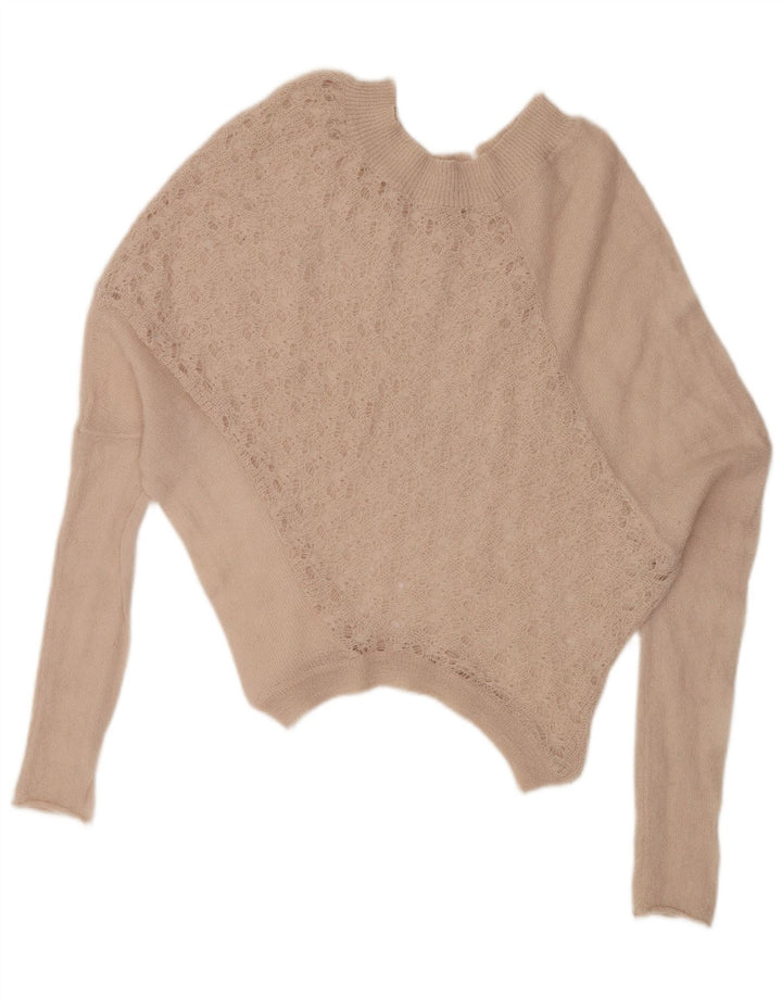 ВИНТАЖНЫЙ женский свободный джемпер с вырезом «лодочка», Великобритания, 16, большой, бежевый