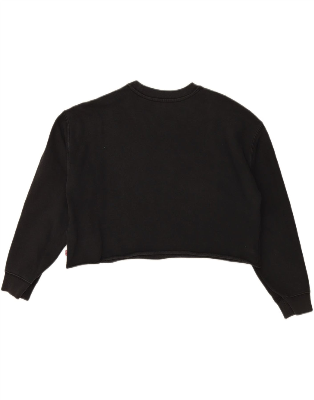 LEVI'S Womens Crop Graphic Sweatshirt Jumper UK 14 Medium Black Cotton Vintage Levi's and Second-Hand Levi's from Messina Hembry 