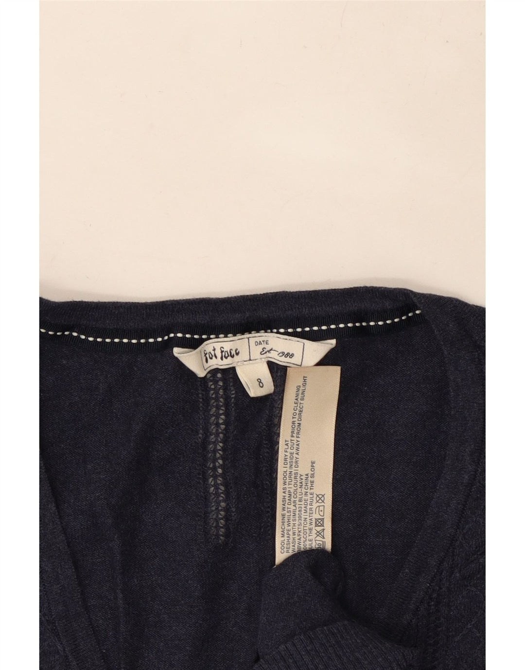 Женский кардиган с рукавами 3/4 FAT FACE, Великобритания, 8, маленький, темно-синий, хлопковый