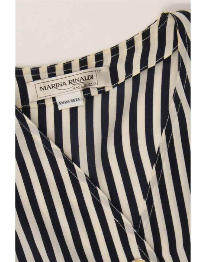 MARINA RINALDI Womens Shirt Blouse Size 17 Small Black Striped Silk Vintage Marina Rinaldi and Second-Hand Marina Rinaldi from Messina Hembry 