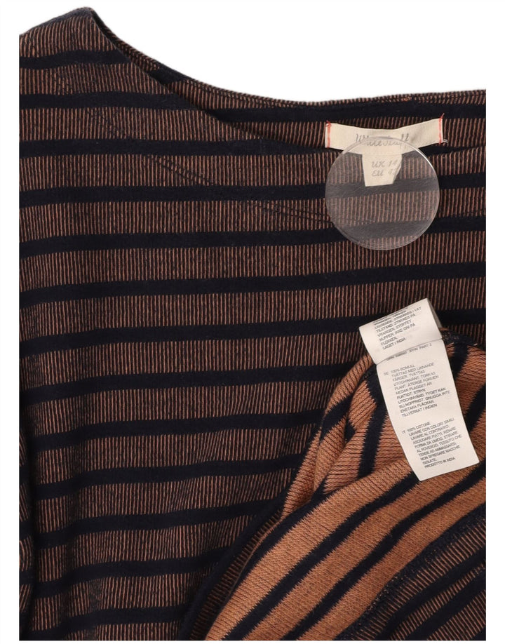 Женское платье-футляр с длинным рукавом WHITE STUFF UK 14, большое коричневое в полоску