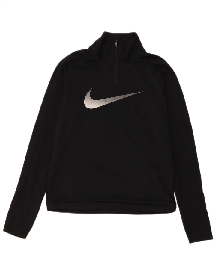 Женский спортивный костюм-пуловер с воротником на молнии Nike Dri Fit UK 10, маленький черный