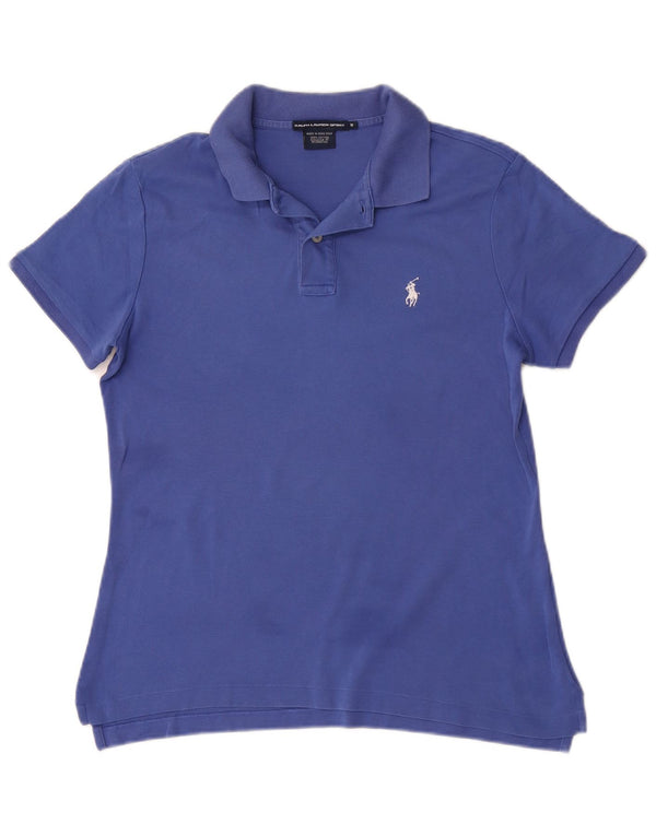 Женская рубашка-поло Ralph Lauren UK 12, хлопок среднего синего цвета