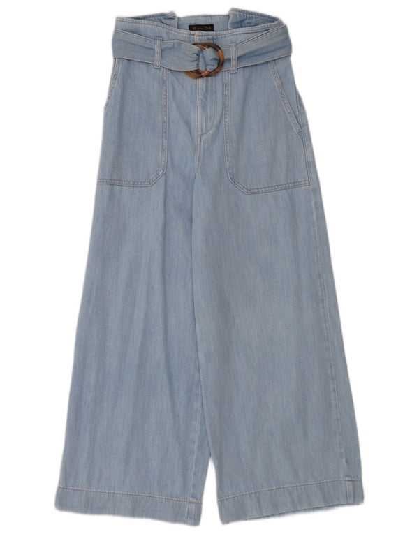 Женские укороченные широкие джинсы с высокой талией Massimo Dutti EU 34 2XS W24 L25 синие