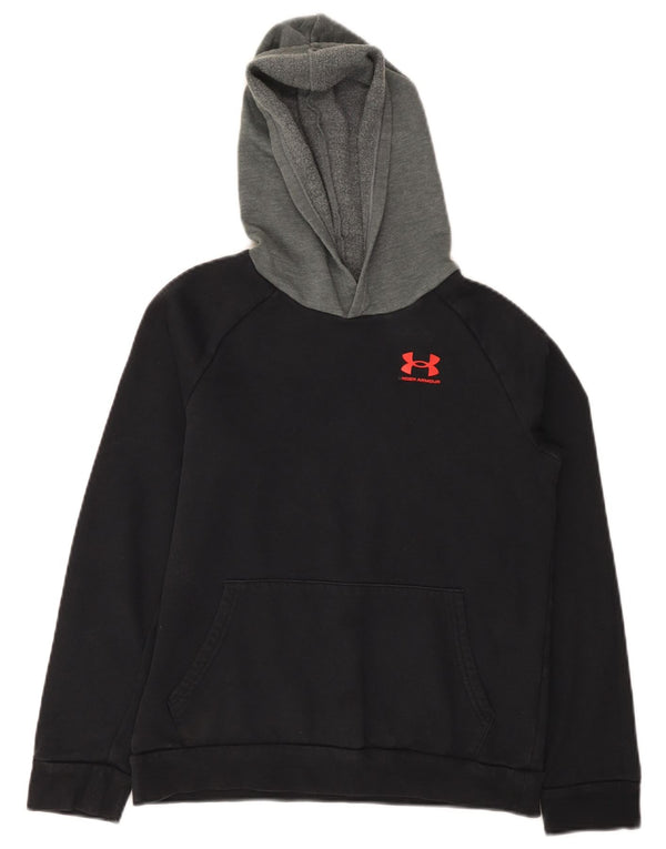 Джемпер с капюшоном Under Armour для мальчиков 11–12 лет, большой размер, черный, хлопок с цветными блоками