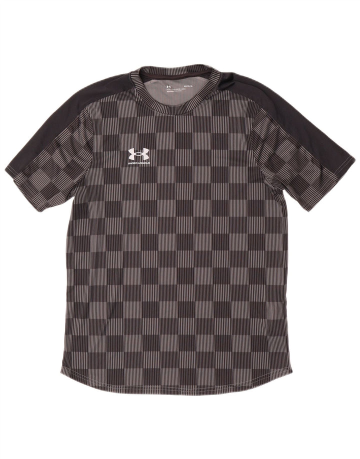 Мужская футболка Under Armour Top большого размера из полиэстера в мелкую клетку серого цвета