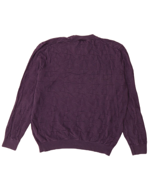 Мужской джемпер с круглым вырезом HUGO BOSS 2XL, хлопок с геометрическим рисунком фиолетового цвета