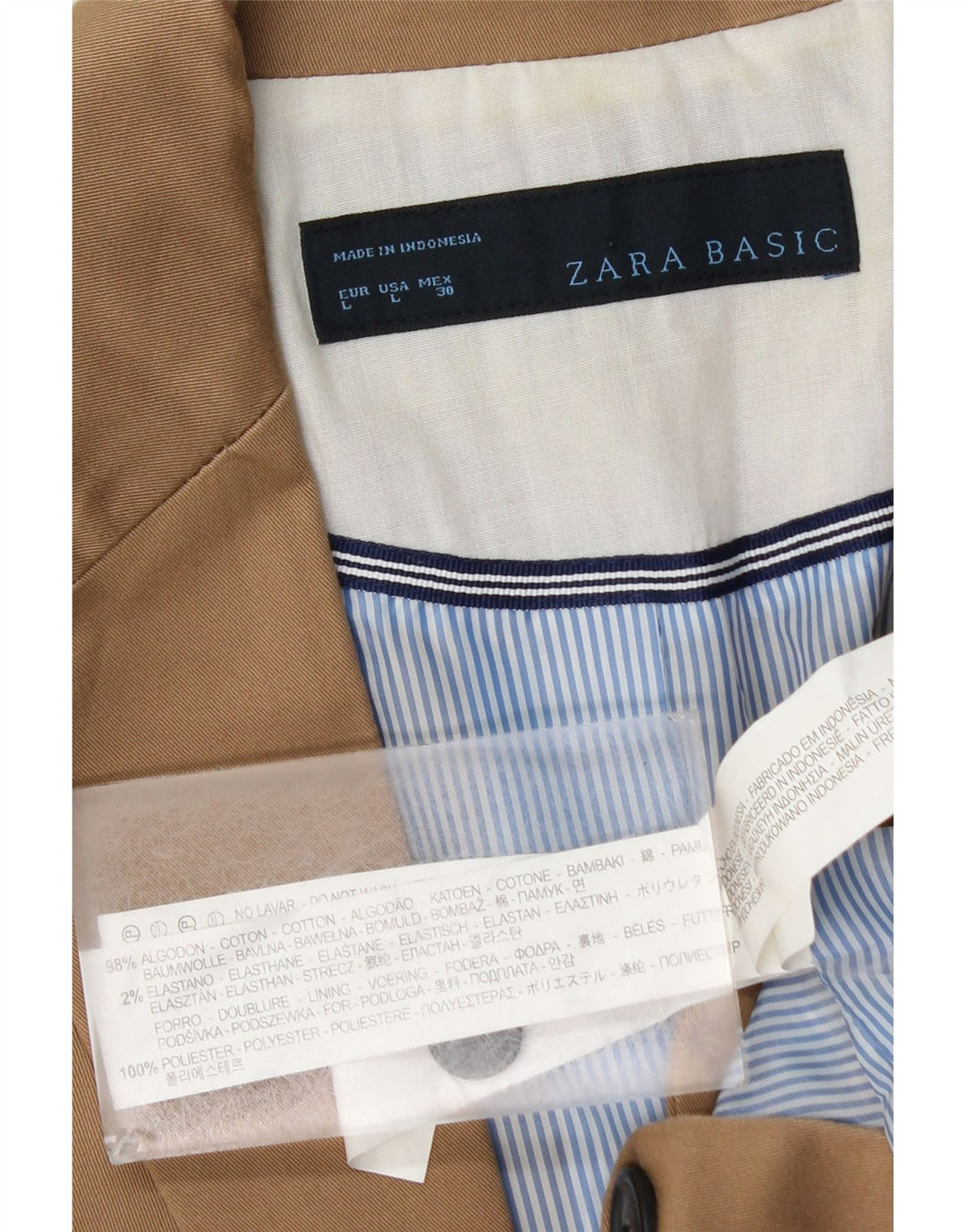 Женский пиджак ZARA на 1 пуговице, Великобритания 14, большой коричневый хлопок