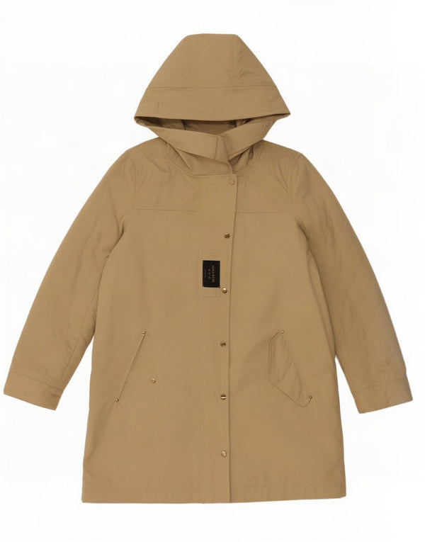 Женский плащ с капюшоном Zara UK 14, средний цвет хаки, полиэстер