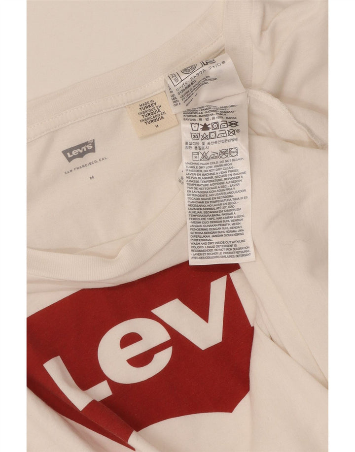 Женская футболка с рисунком Levi's Top UK 12, средний размер, белый хлопок