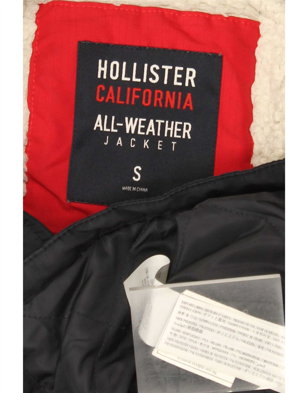 Мужская ветровка с капюшоном Hollister UK 36, маленькая, темно-синяя, полиэстер
