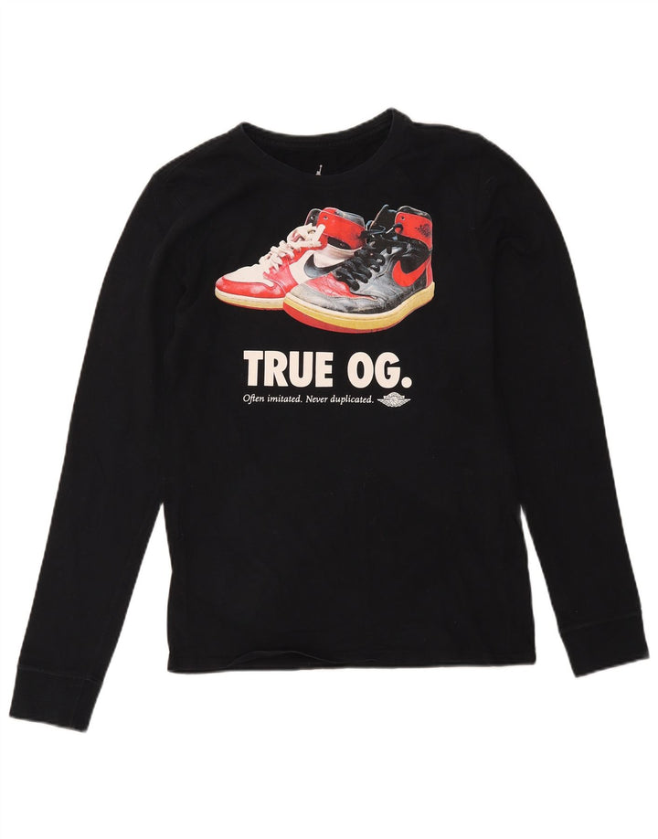 Мужской топ с рисунком Jordan, маленький черный хлопок с длинным рукавом