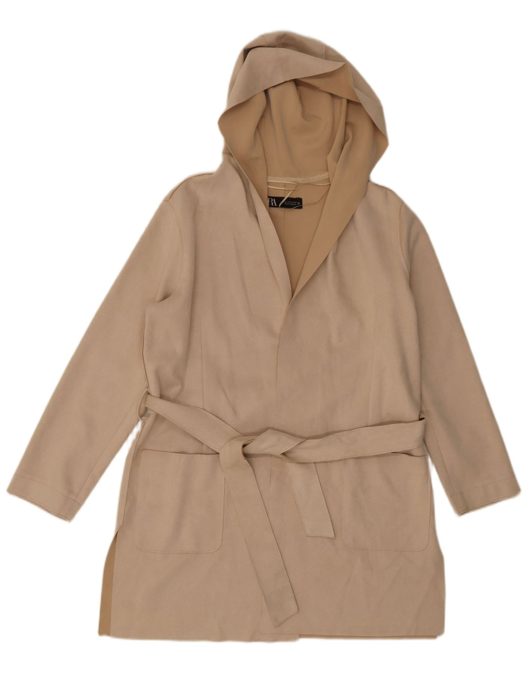 Женское пальто с капюшоном Zara UK 14, средний бежевый, полиэстер