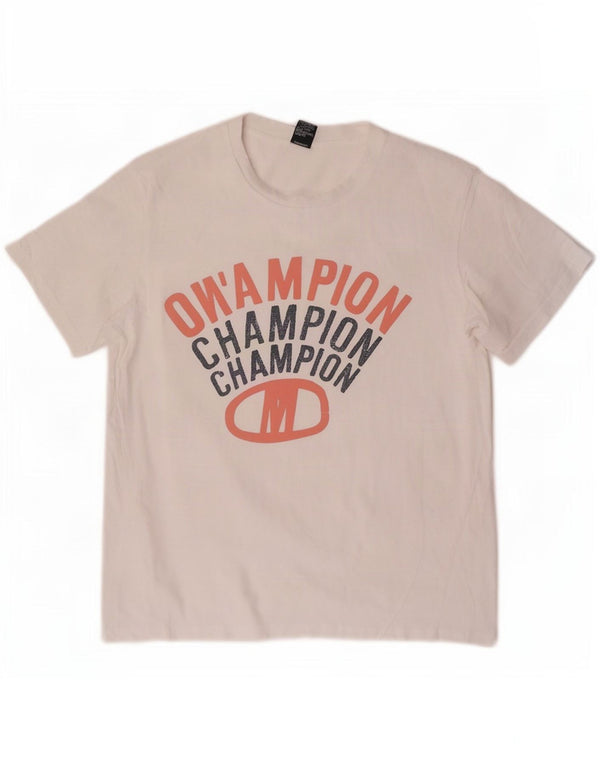 Мужская футболка с рисунком Champion, средний белый цвет