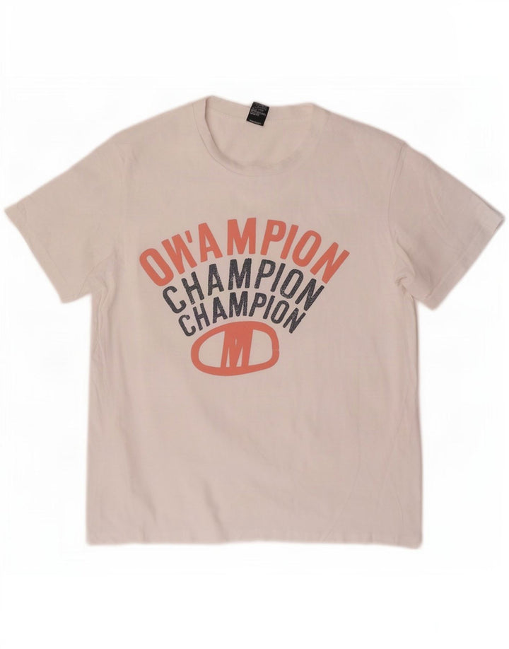 Мужская футболка с рисунком Champion, средний белый цвет