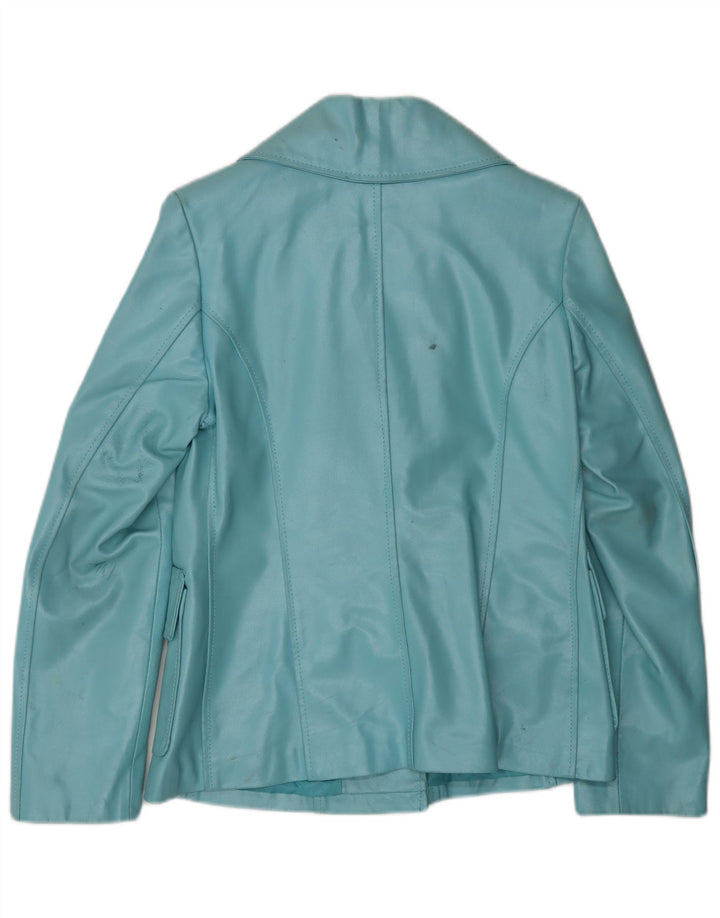 Женская кожаная куртка VINTAGE UK 10, маленькая синяя кожаная