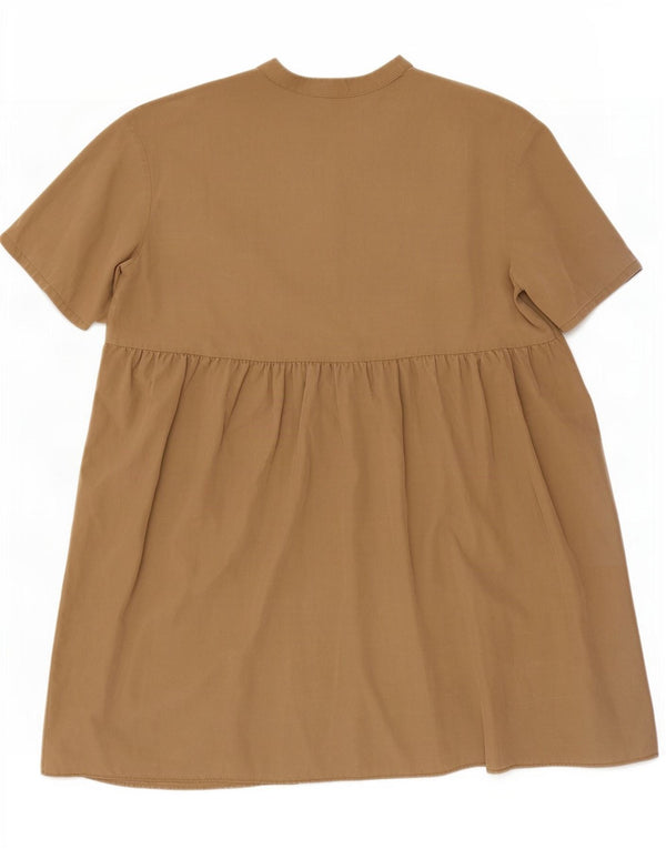 Женское многоярусное платье оверсайз Zara UK 6 XS бежевого цвета из лиоцелла