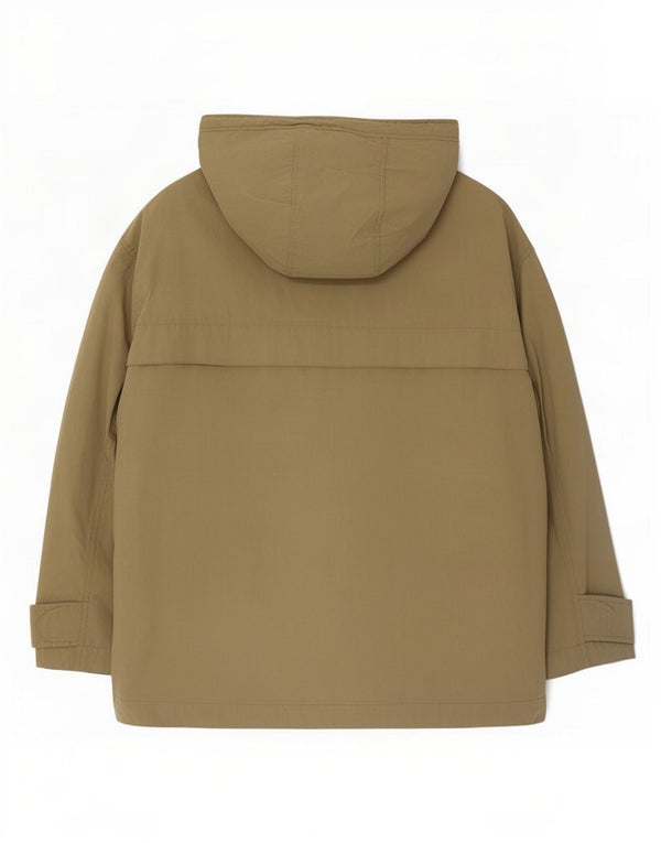Женская куртка оверсайз с капюшоном Zara UK 14, хлопок среднего цвета хаки
