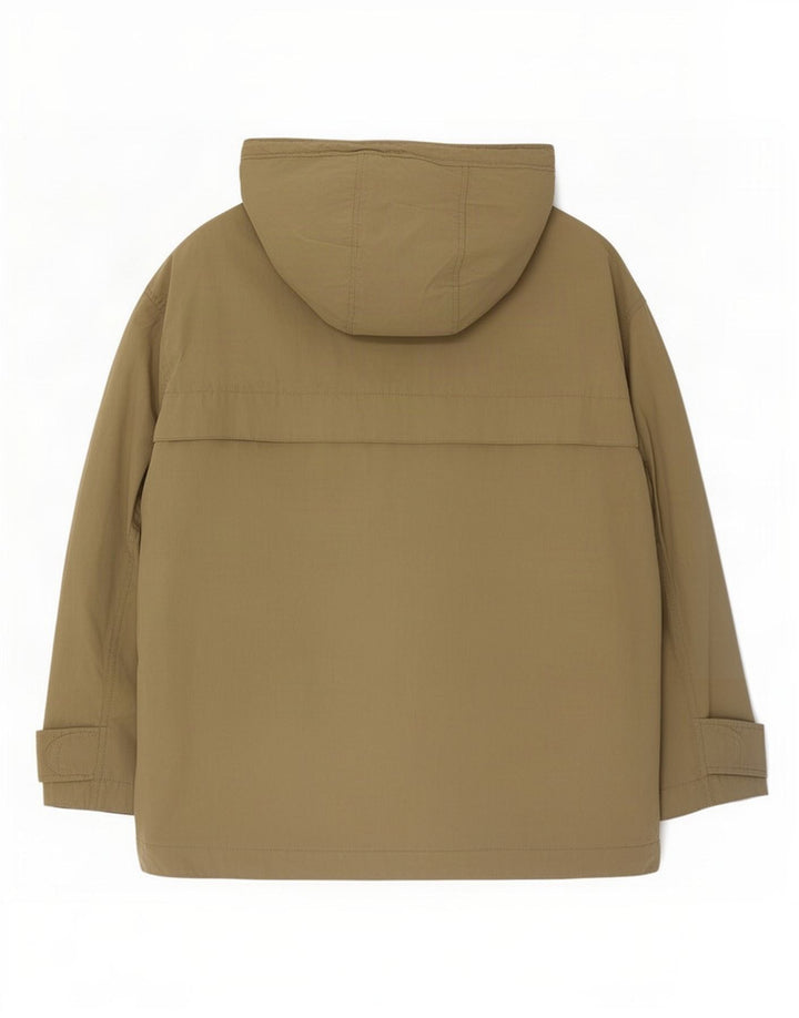 Женская куртка оверсайз с капюшоном Zara UK 14, хлопок среднего цвета хаки