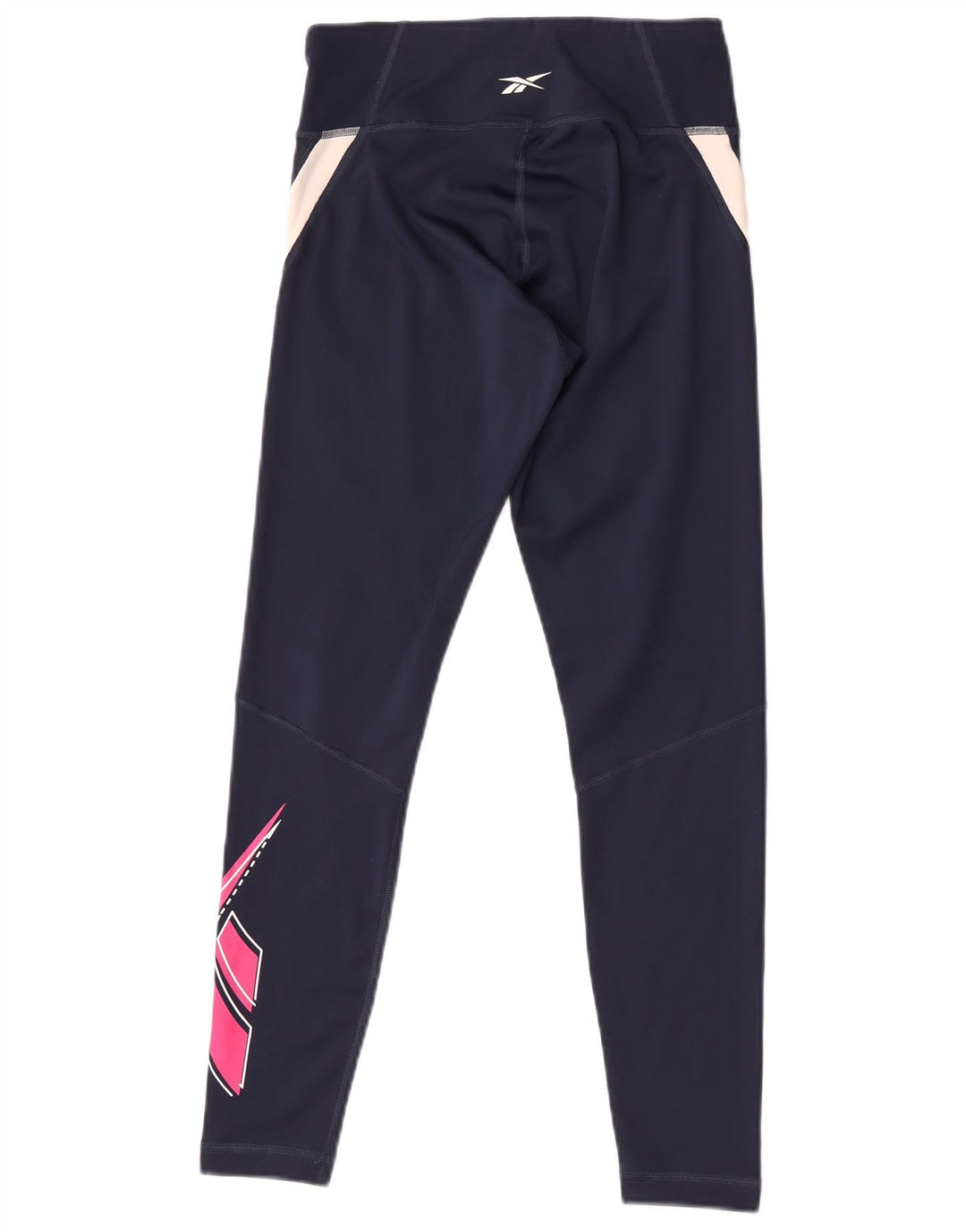 Женские леггинсы Reebok с рисунком, Великобритания, 8/10, маленькие, темно-синие, с цветными блоками