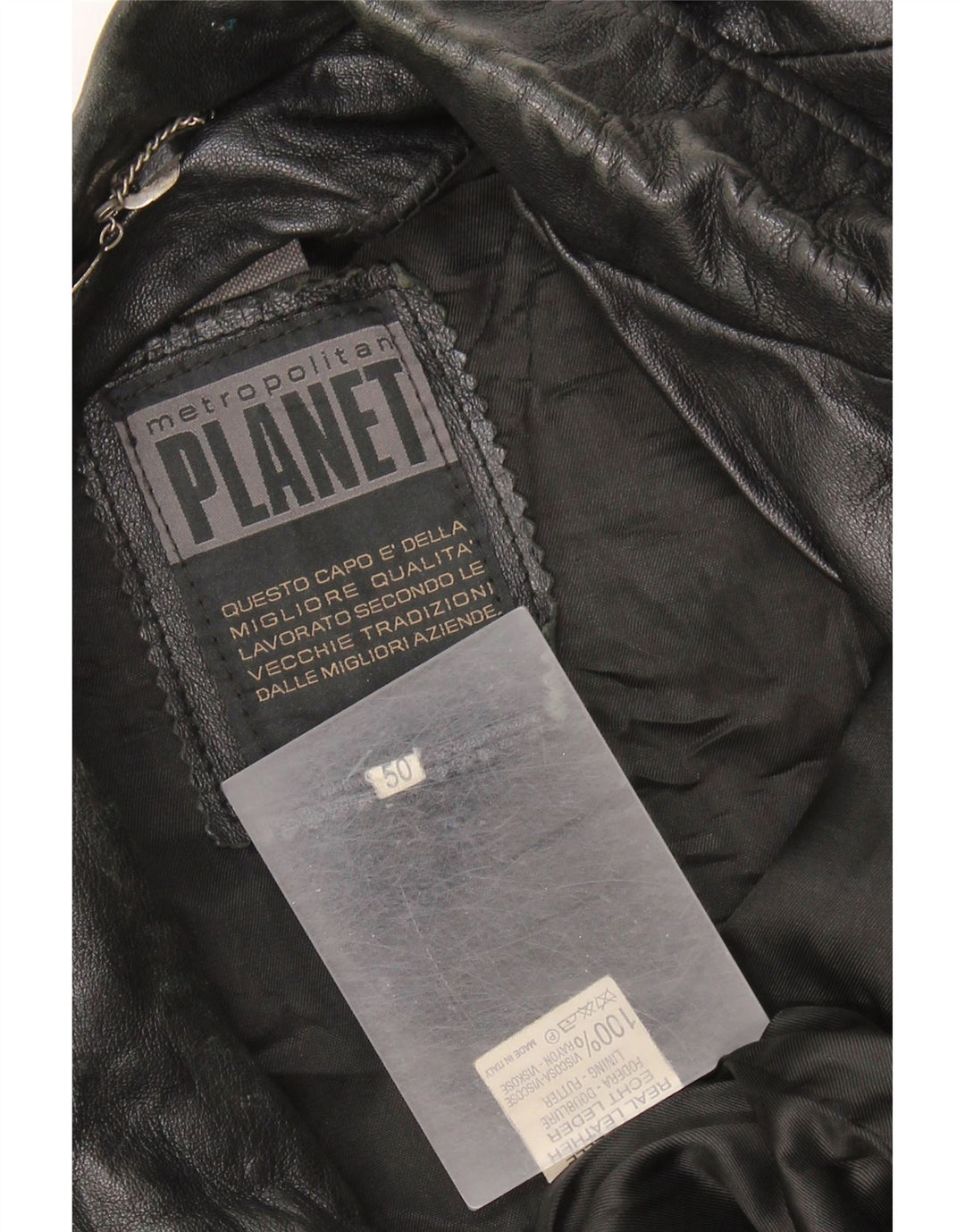 Винтажная мужская кожаная куртка IT 50 XL черная кожа