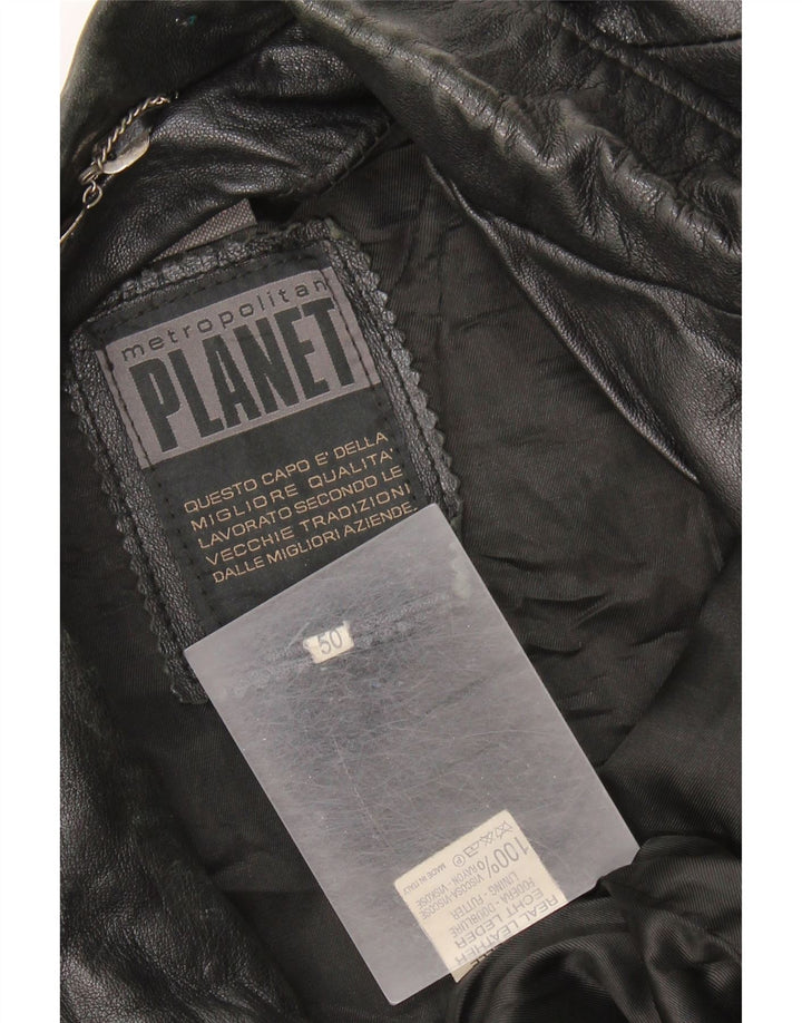 Винтажная мужская кожаная куртка IT 50 XL черная кожа