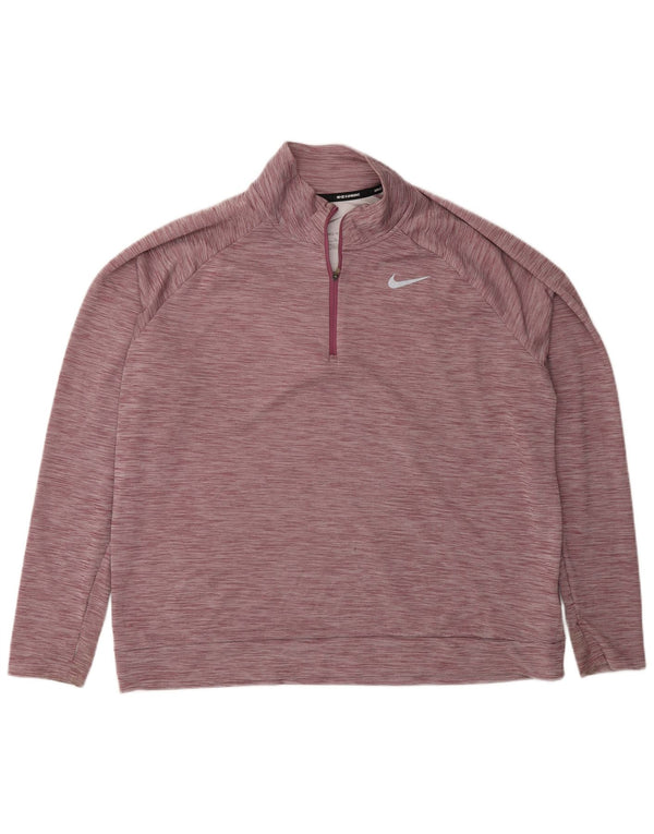 Мужской топ для бега Nike с воротником на молнии и длинным рукавом XL, красный полиэстер с крапинками, спортивный