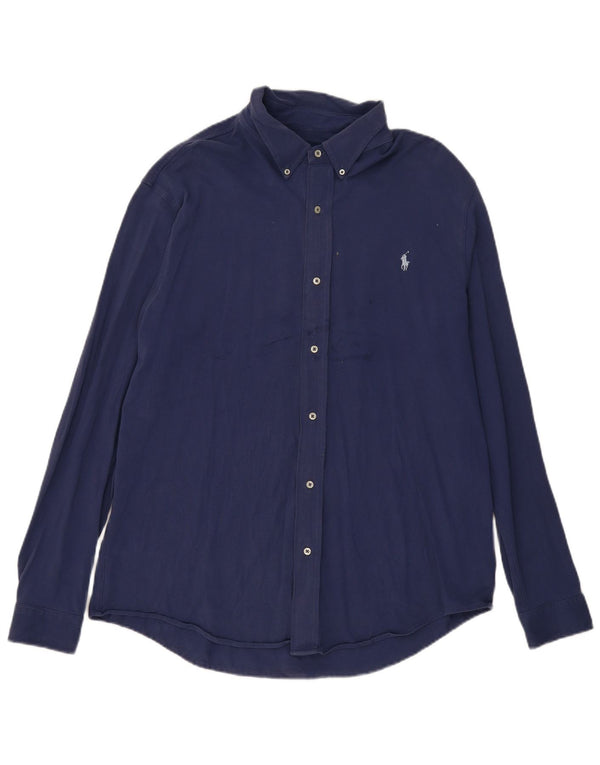 Мужская высокая рубашка Ralph Lauren XL, темно-синяя, хлопок