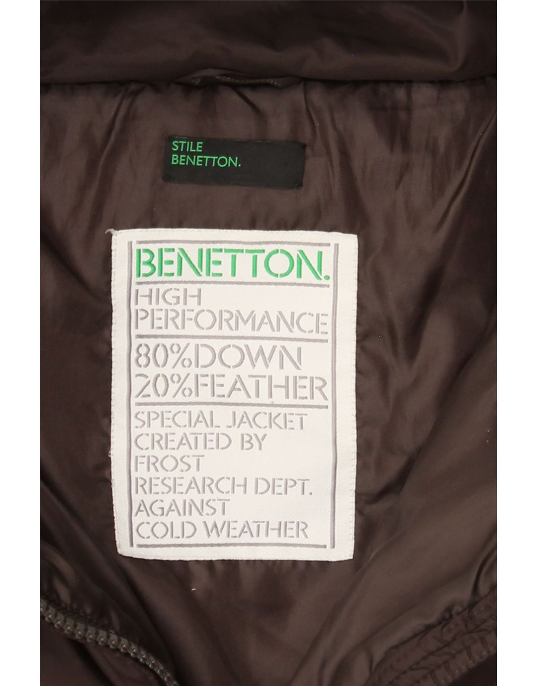BENETTON Womens Padded Coat IT 48 XL Brown Polyamide Vintage Benetton and Second-Hand Benetton from Messina Hembry 