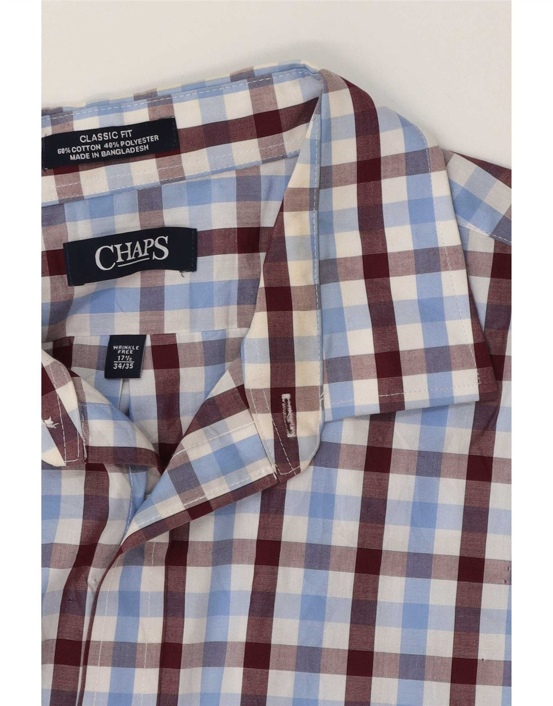 Мужская рубашка классического кроя Chaps, размер 17 1/2 XL, синяя клетка, хлопок