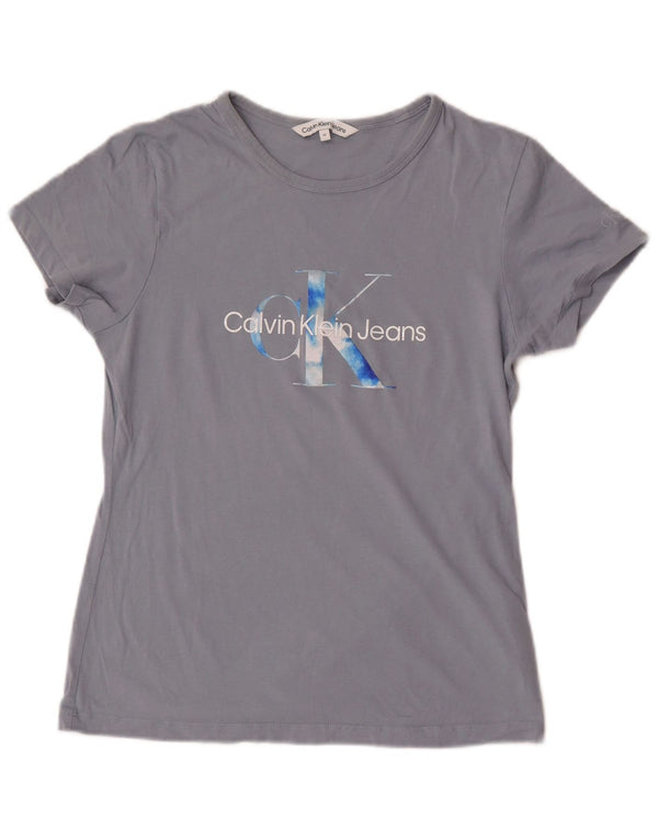Женская футболка с рисунком Calvin Klein Jeans Top UK 12, средний серый хлопок