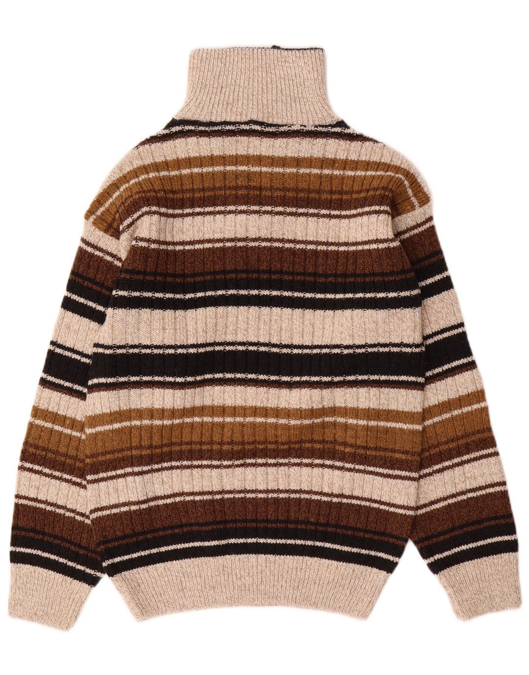 VINTAGE Mens Zip Neck Jumper Sweater Small Multicoloured Striped