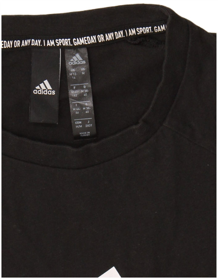ADIDAS Womens Graphic Vest Top UK 12/14 Medium Black