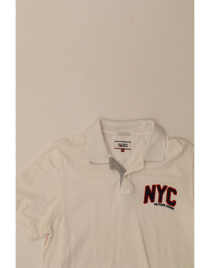 TOMMY HILFIGER Mens Polo Shirt 2XL White Cotton Vintage Tommy Hilfiger and Second-Hand Tommy Hilfiger from Messina Hembry 