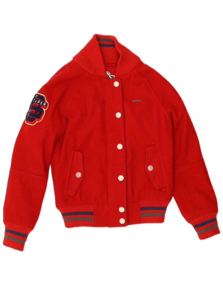 Женский бомбер Superdry с графическим рисунком UK 12, средний красный, шерсть