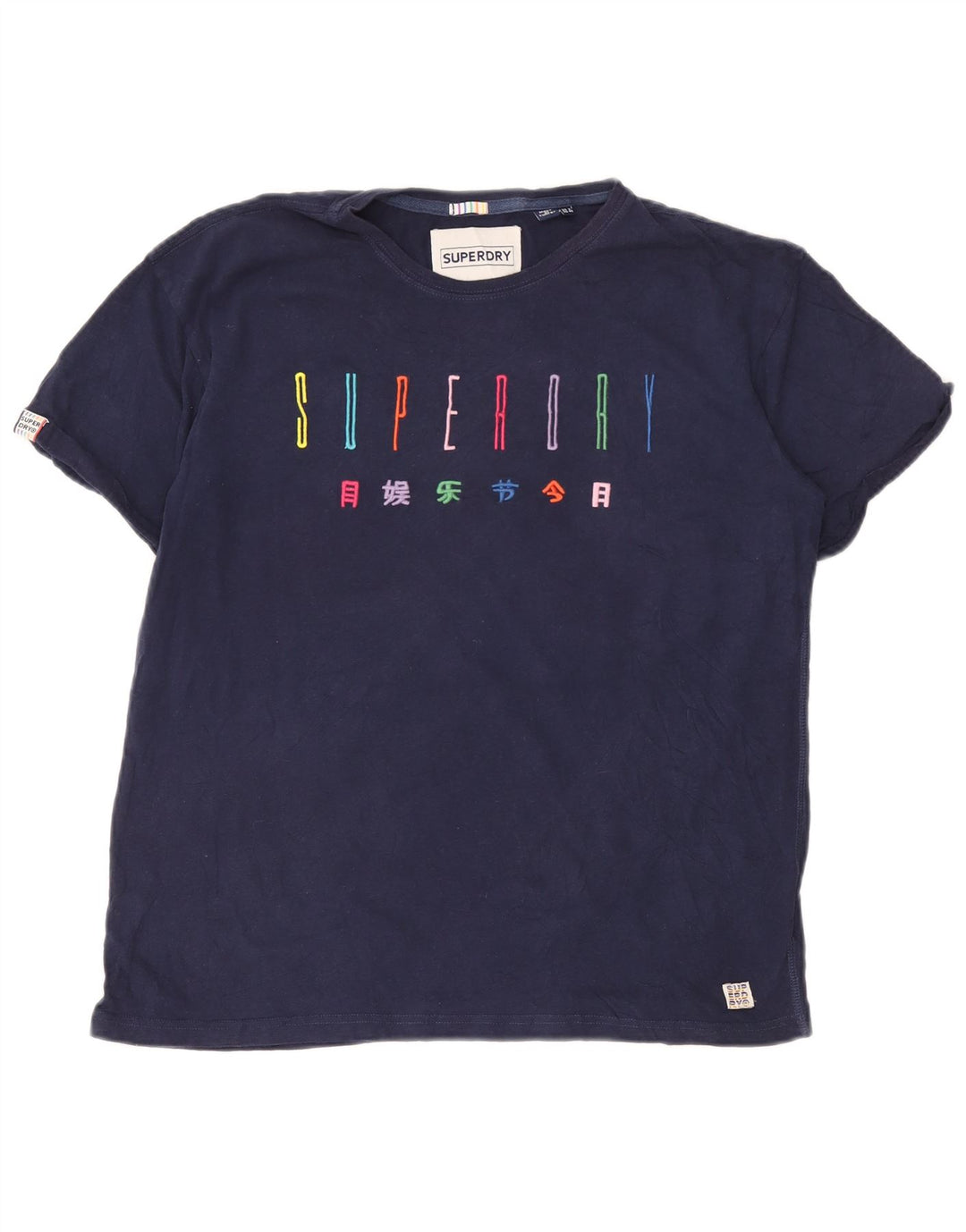 Женская футболка с рисунком Superdry Top UK 12, средний темно-синий хлопок