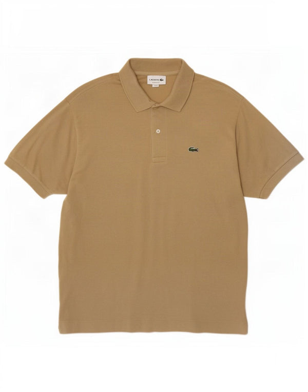 Мужская рубашка-поло классического кроя Lacoste, размер 5, большая, бежевая, хлопок
