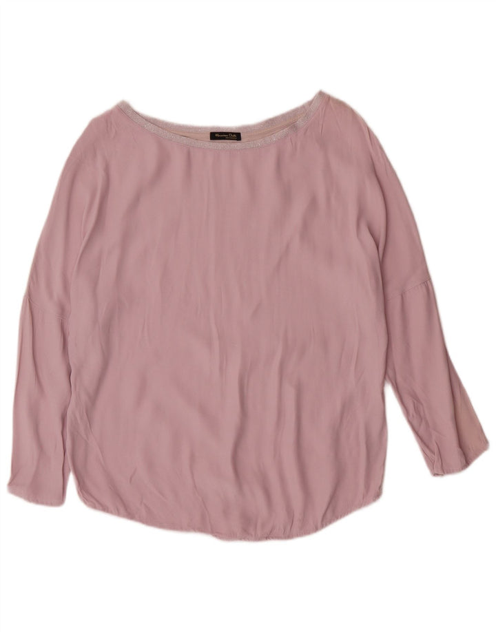 MASSIMO DUTTI Женская блузка оверсайз, топ UK 10, маленький розовый, цветной блок
