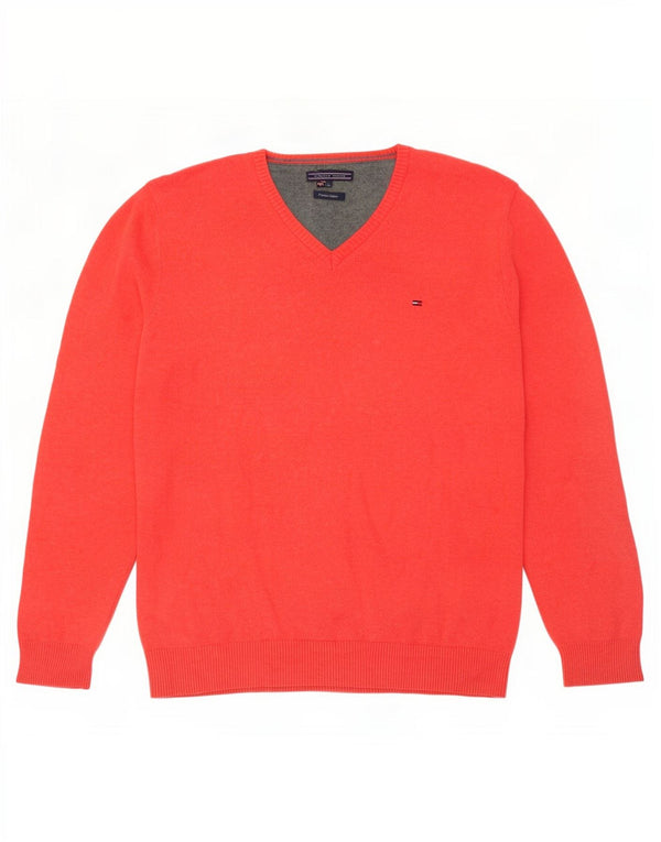 Мужской джемпер с v-образным вырезом Tommy Hilfiger XL, красный хлопок