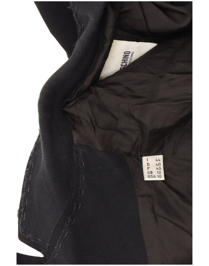 Женский блейзер Moschino, недорогой и шикарный, UK 12, средний, черный вискоза