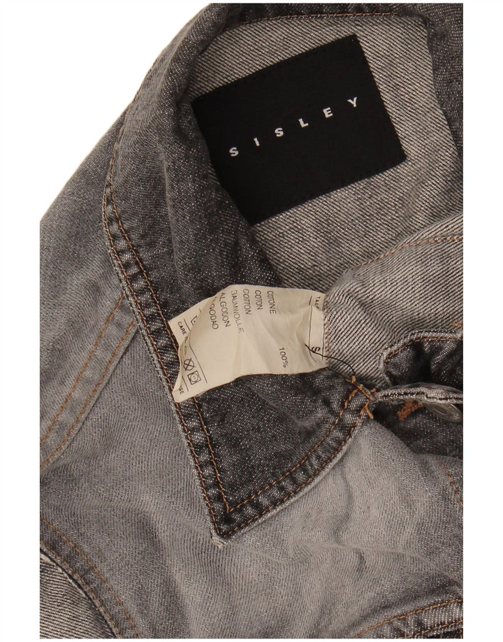 SISLEY Womens Denim Gilet UK 10 Small Grey Cotton