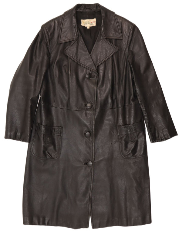 Винтажное женское кожаное пальто IT 52 2XL Черное