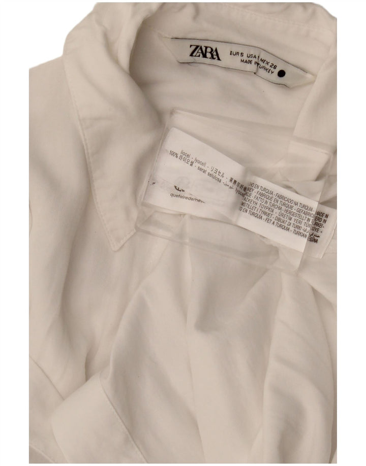 Женская рубашка Zara UK 10, маленькая, белая, лиоцелл
