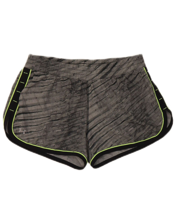 Женские спортивные шорты Under Armour Heat Gear UK 10, маленькие серые с цветными блоками