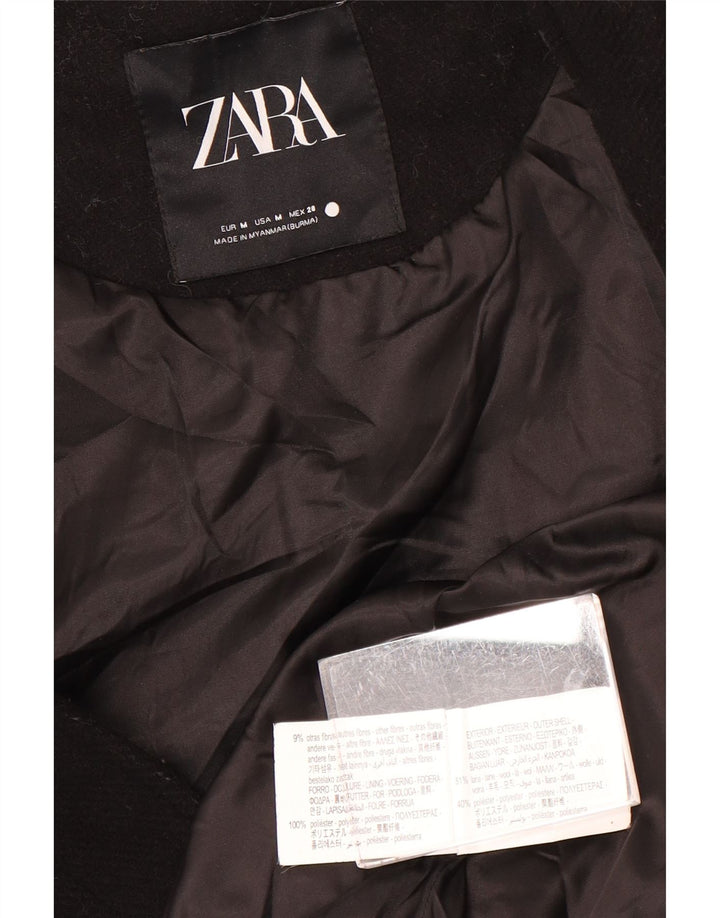 Женский бомбер оверсайз с рукавом 3/4 Zara UK 14, средний черный, шерсть