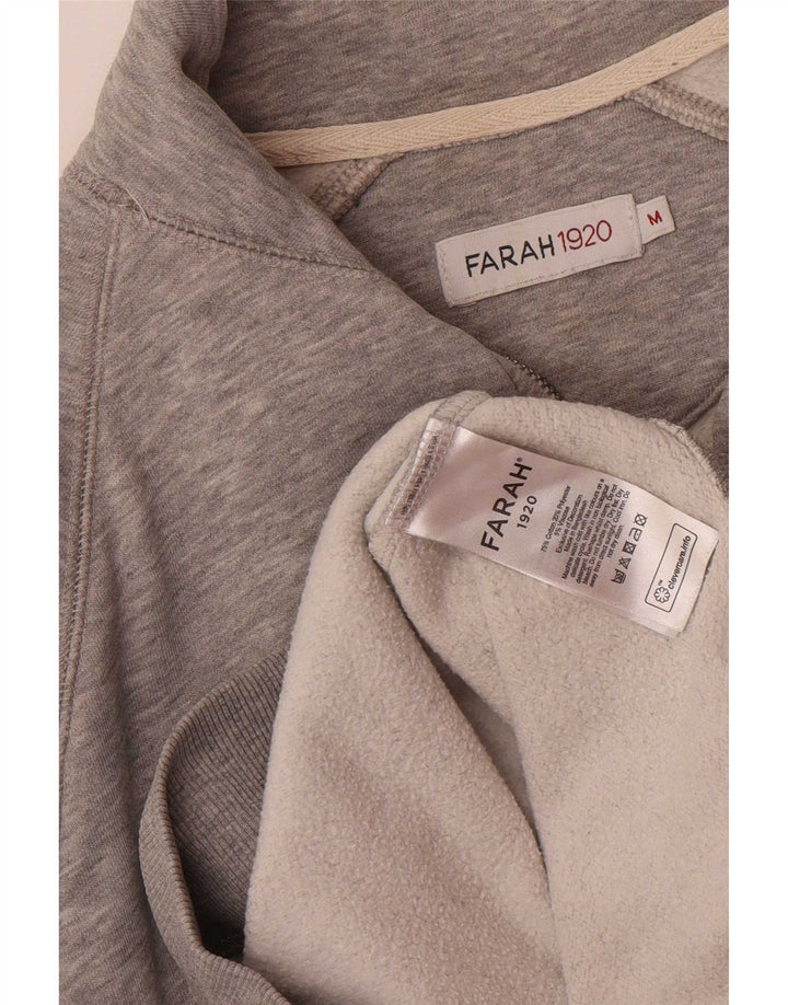 Мужской свитшот Farah на молнии, хлопковый джемпер среднего серого цвета